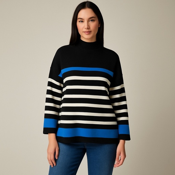 Jones New York Striped Mock Neck Sweater 1X - Picture 1 of 10